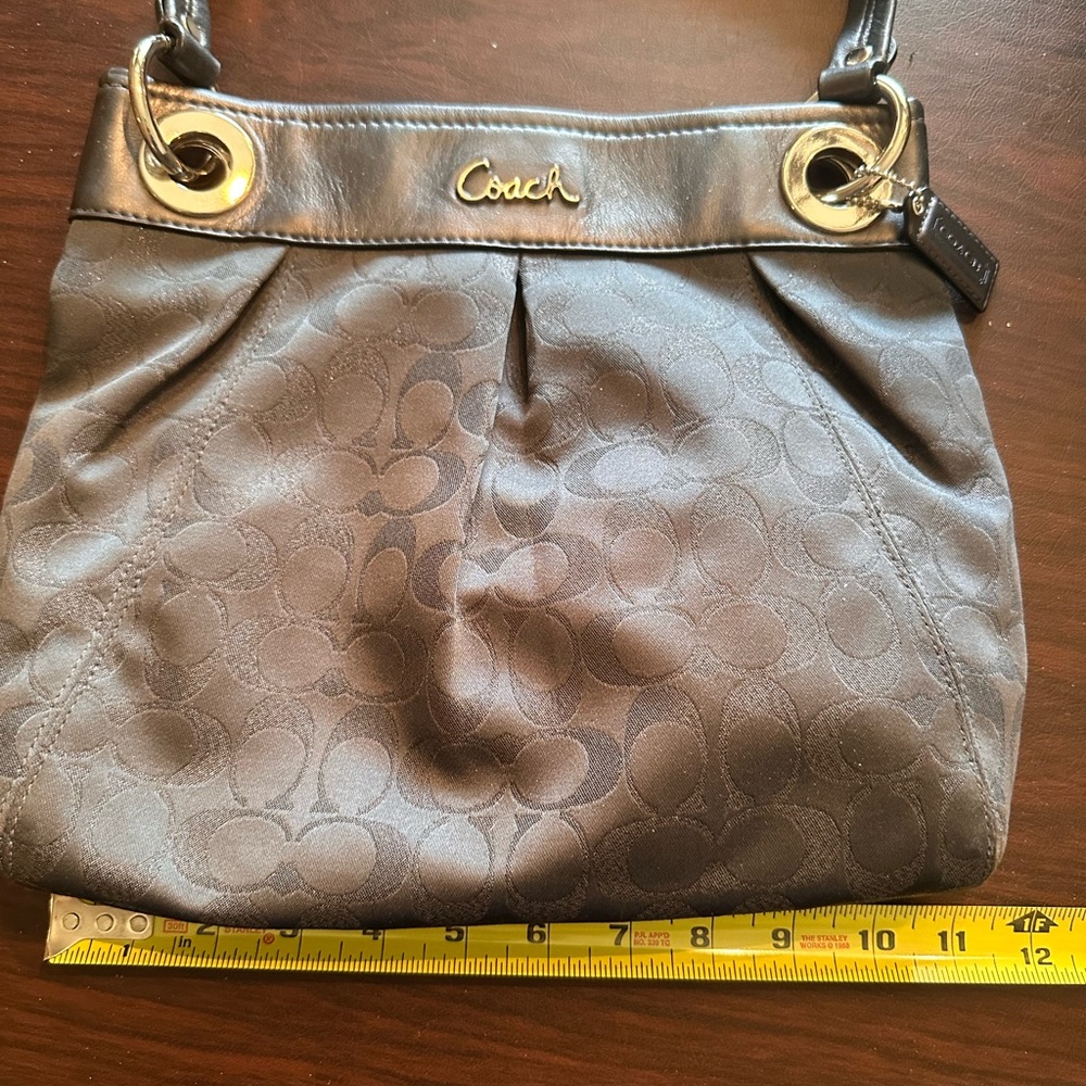 Coach Blue Gray Slouchy Shoulder Bag with Pebbled Texture